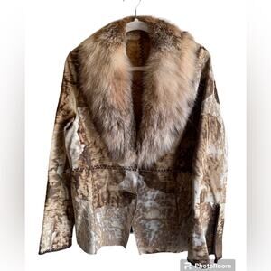 Custom Made Calf Hair Cow Print Detachable Fur Jacket Western Boho Chic